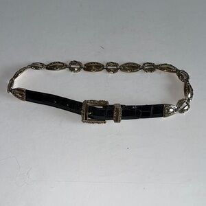 Brighton Vintage Leather And Burnished Metal Link Belt